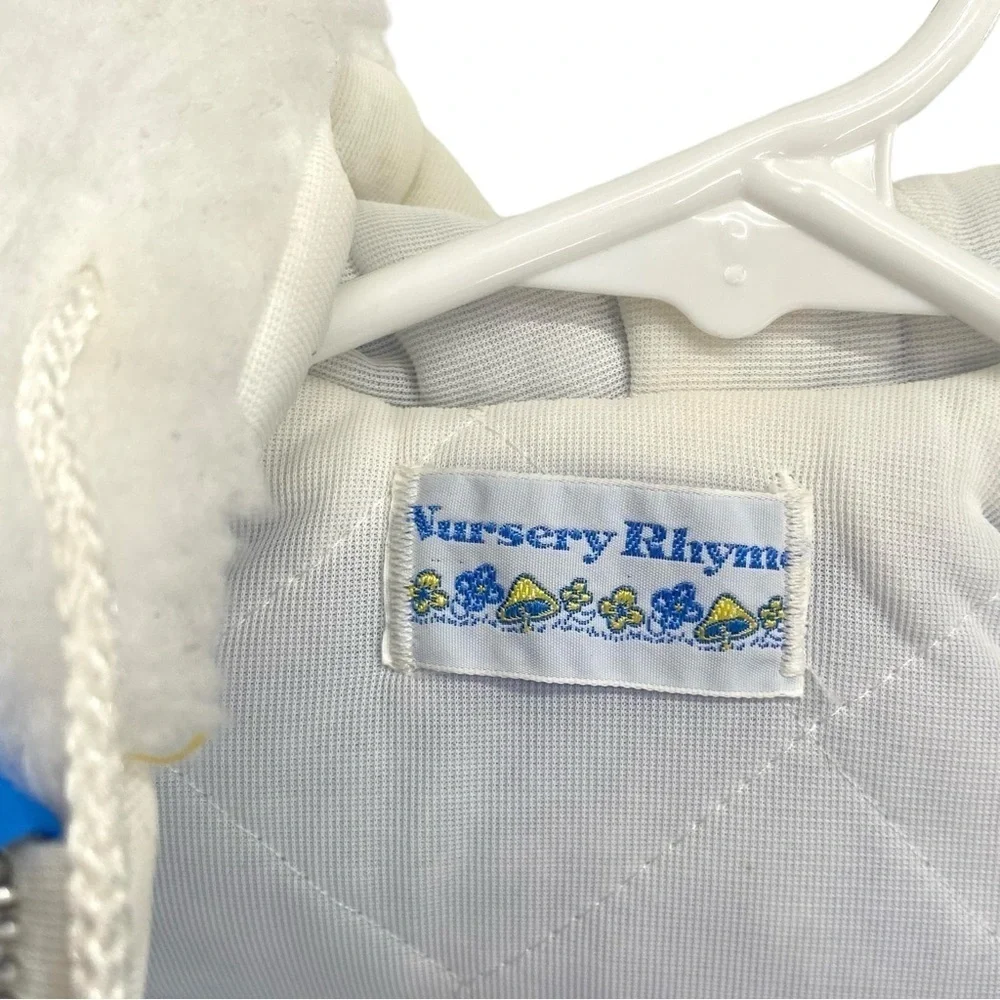 Vintage 70s Nursery Rhyme Baby Blue Quilted Coat